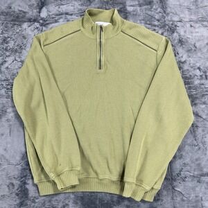 St Croix Knits Mens XL Quarter Zip Pullover Sweater Olive Green Made in USA